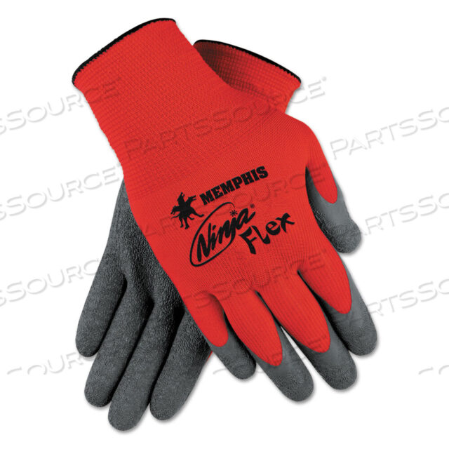 OEM#: N9680LNINJA FLEX LATEX COATED PALM GLOVES N9680L, LARGE, RED/GRAY by MCR Safety