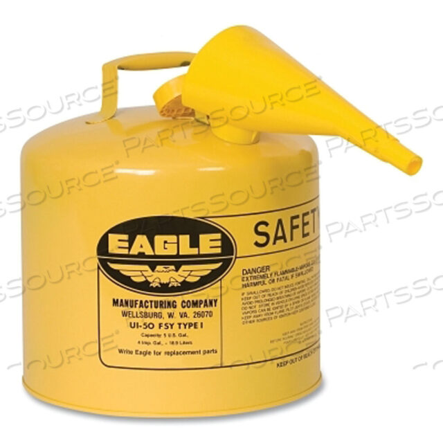OEM#: UI50FSYUI-50-FSY EAGLE TYPE 1 SAFETY CAN,INCLUDES/F-15 FUNNEL,YELLOW,5 GAL by Eagle