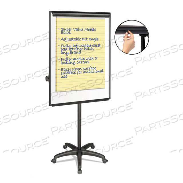 OEM#: EA4800055SILVER EASY CLEAN DRY ERASE MOBILE PRESENTATION EASEL, 44 TO 75.25 HIGH by MasterVision