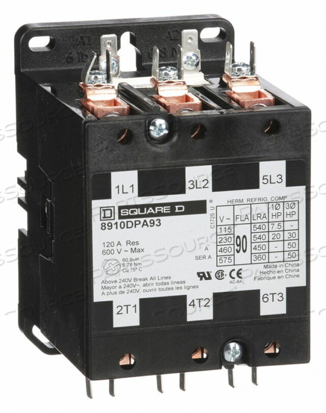 OEM#: 8910DPA93V02H2646 DEFINIT PRPOSE CNTCTR 120VAC 90A 3P OPEN by Square D