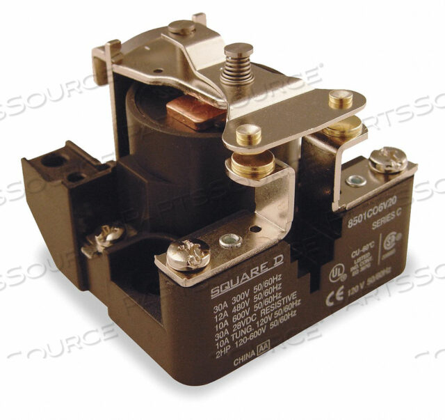 OEM#: 8501CO6V20H8162 OPEN POWER RELAY 4 PIN 120VAC SPST-NO by Square D