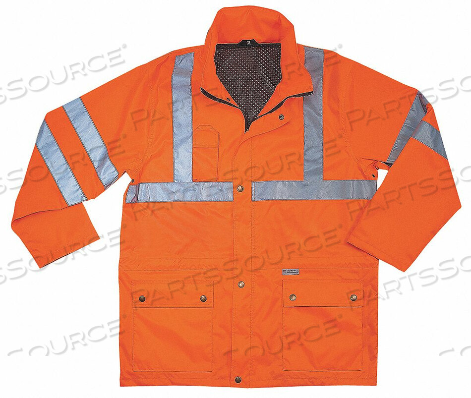 OEM#: 8365D2323 RAIN JACKET W/HOOD HI-VIS ORANGE L by Ergodyne