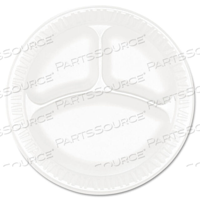 OEM#: 9CPWCRCONCORDE FOAM PLATE, 3-COMPARTMENT, 9 DIA, WHITE, 125/PACK, 4 PACKS/CARTON by Dart Container Corporation