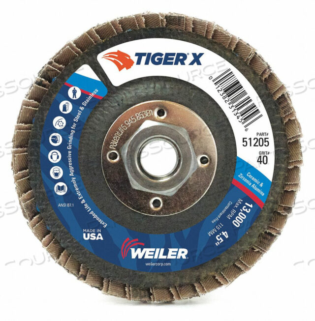 OEM#: 98906J1583 FLAP DISC 4-1/2 IN X 60 GRIT 5/8-11 by Weiler