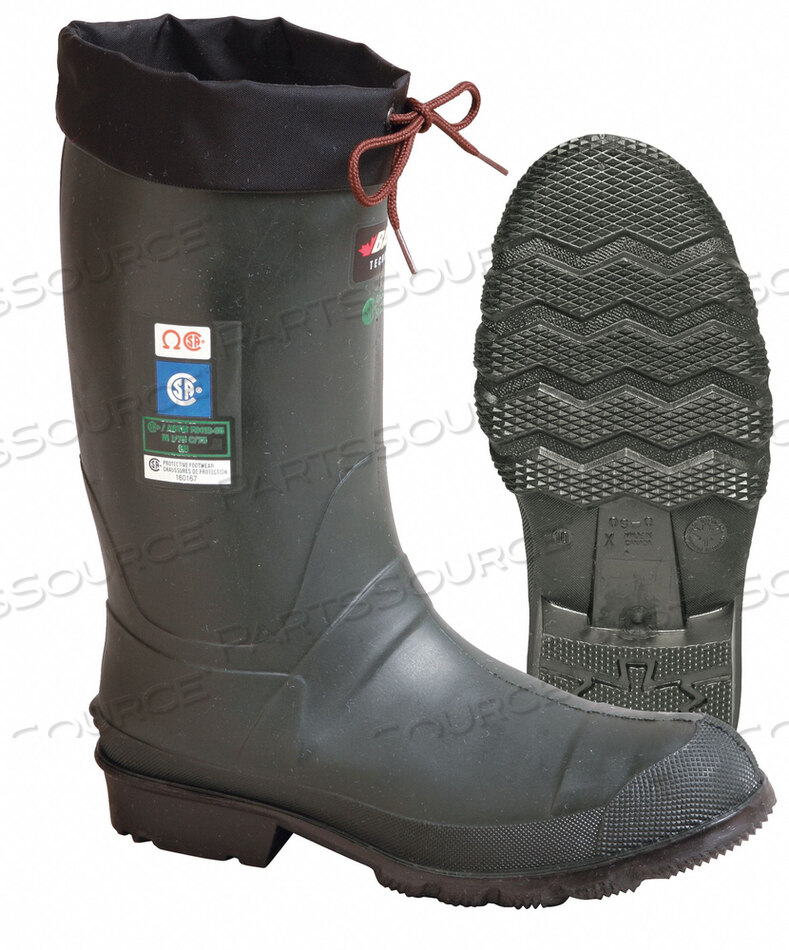 OEM#: 8563-0000-394E7852 RUBBER BOOT MENS 10 MID-CALF GREEN PR by Baffin