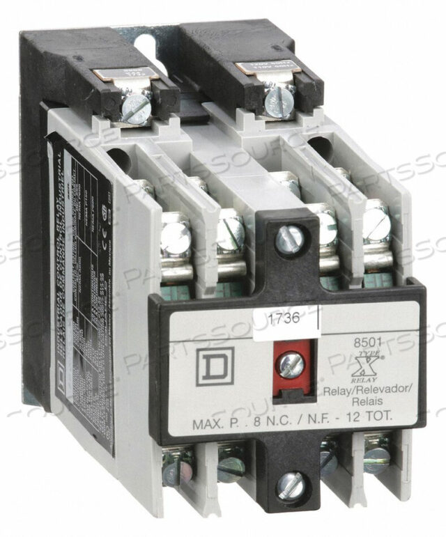 OEM#: 8501XO80V02H2719 NEMA CONTROL RELAY 8NO 120VAC 10A by Square D