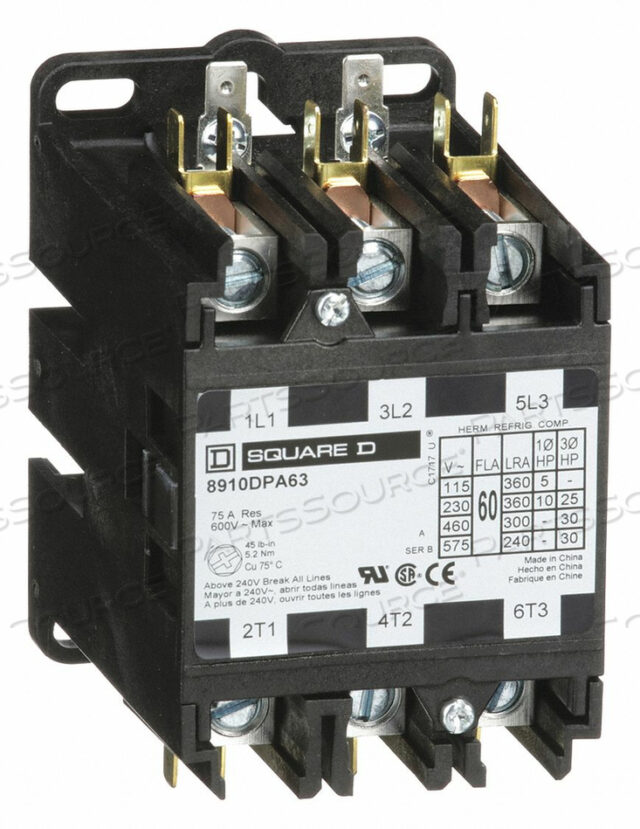 OEM#: 8910DPA63V02H2644 DEFINIT PRPOSE CNTCTR 120VAC 60A 3P OPEN by Square D