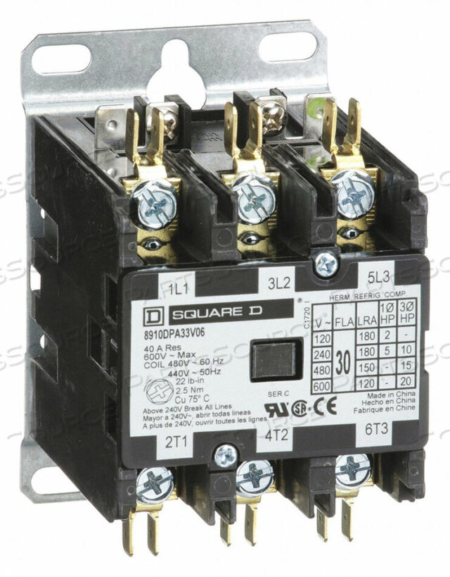 OEM#: 8910DPA33V06H2654 DFINIT PRPOSE CNTACTR 480VAC 30A 3P OPEN by Square D