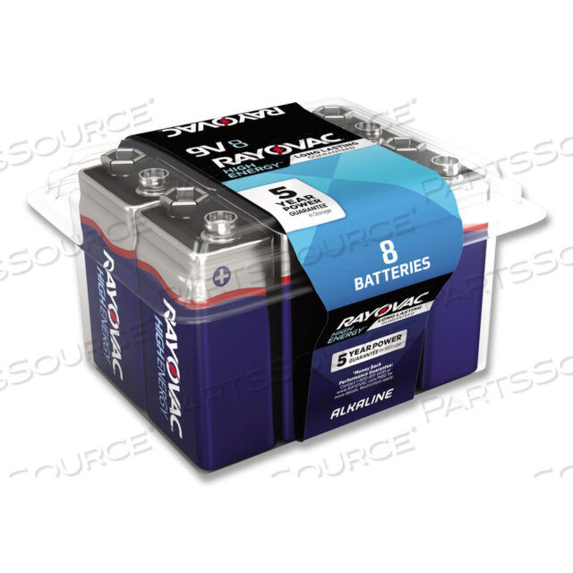 OEM#: A1604-8PPKHIGH ENERGY PREMIUM ALKALINE 9V BATTERIES, 8/PACK by Rayovac