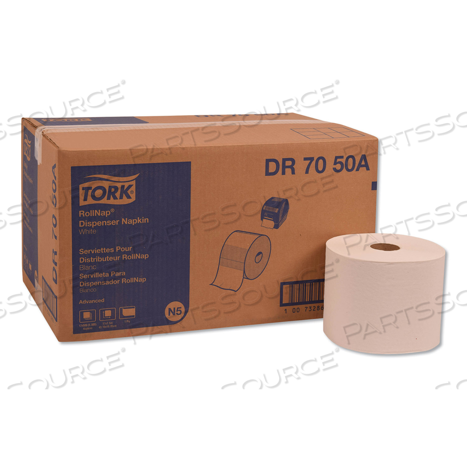 ROLLNAP DISPENSER NAPKINS, 1-PLY, 17 X 7.13, ROLL, WHITE, 6000/CARTON
