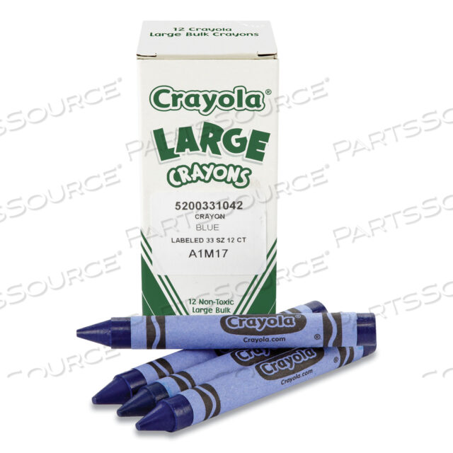 BULK CRAYONS, LARGE, BLUE, 12/BOX