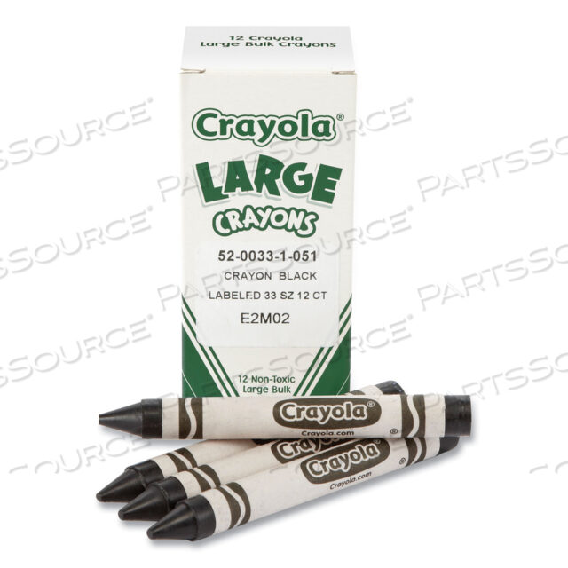 LARGE CRAYONS, BLACK, 12/BOX