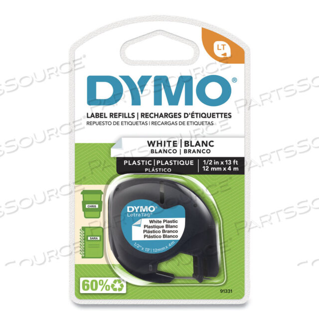 OEM#: 91331LETRATAG PLASTIC LABEL TAPE CASSETTE, 0.5 X 13 FT, WHITE by Dymo