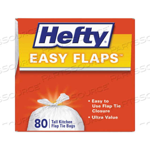 OEM#: E8-4563EASY FLAPS TRASH BAGS, 13 GAL, 0.69 MIL, 23.75 X 28, WHITE, 80 BAGS/BOX, 3 BOXES/CARTON by Hefty