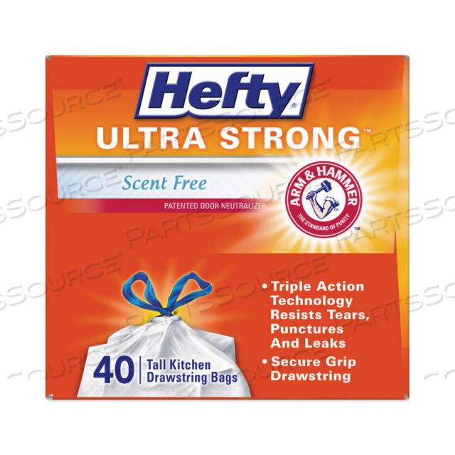 OEM#: E8-8338ULTRA STRONG TALL KITCHEN AND TRASH BAGS, 13 GAL, 0.9 MIL, 23.75 X 24.88, WHITE, 40 BAGS/BOX, 6 BOXES/CARTON by Hefty