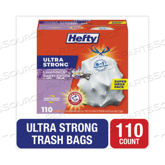 OEM#: E88366ULTRA STRONG SCENTED TALL WHITE KITCHEN BAGS, 13 GAL, 0.9 MIL, 23.75 X 24.88, WHITE, 110/BOX by Hefty
