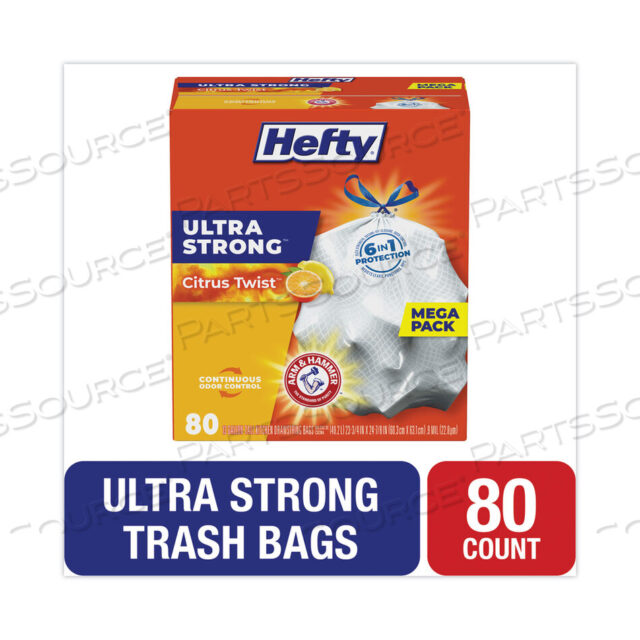 OEM#: E88354ULTRA STRONG SCENTED TALL WHITE KITCHEN BAGS, 13 GAL, 0.9 MIL, 23.75 X 24.88, WHITE, 80/BOX by Hefty