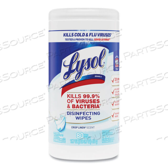 OEM#: 19200-89346DISINFECTING WIPES, 7 X 7.25, CRISP LINEN, 80 WIPES/CANISTER, 6 CANISTERS/CARTON by Lysol