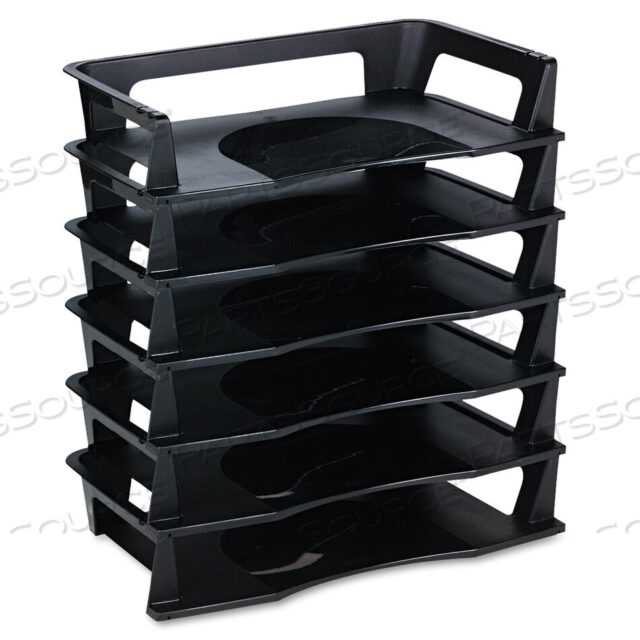 OEM#: 86028REGENERATION RECYCLED PLASTIC LETTER TRAY, 6 SECTIONS, LETTER SIZE FILES, 9.13 X 15.25 X 2.75, BLACK by Rubbermaid Medical Division