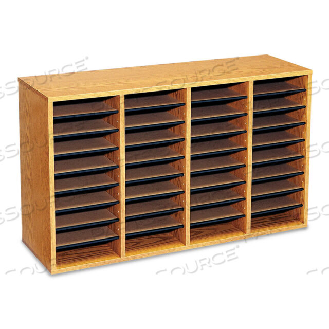 OEM#: 9424MOWOOD/LAMINATE LITERATURE SORTER, 36 COMPARTMENTS, 39.25 X 11.75 X 24, MEDIUM OAK by Safco
