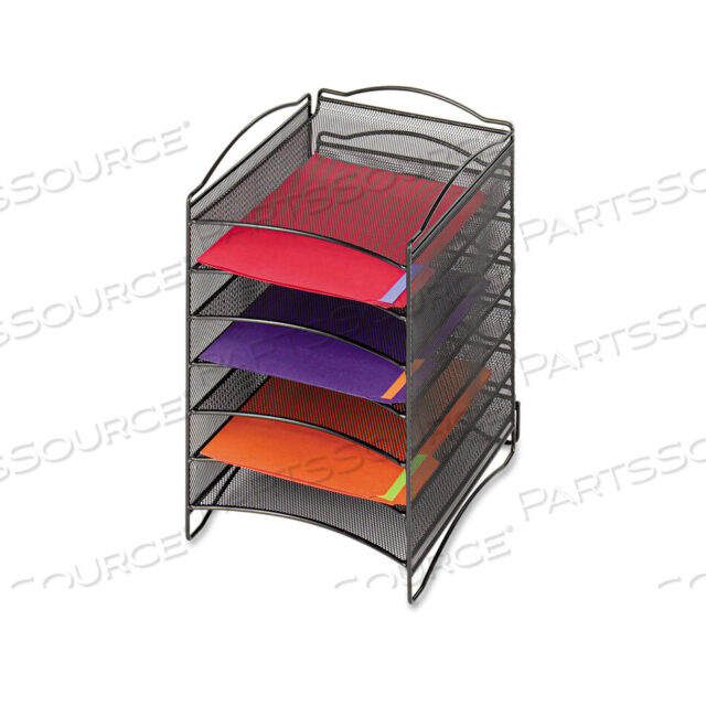 OEM#: 9431BLONYX STEEL MESH LLITERATURE SORTER, SIX COMPARTMENTS, 10.25 X 12.75 X 15.25, BLACK by Safco