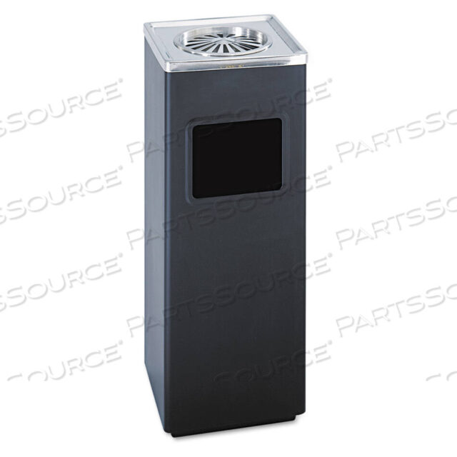 OEM#: 9696BLSQUARE ASH N TRASH SANDLESS URN, 3 GAL, STAINLESS STEEL, BLACK by Safco