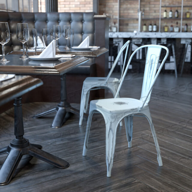 OEM#: ET-3534-DB-GGTENLEY COMMERCIAL GRADE DISTRESSED GREEN-BLUE METAL INDOOR-OUTDOOR STACKABLE CHAIR by Flash Furniture