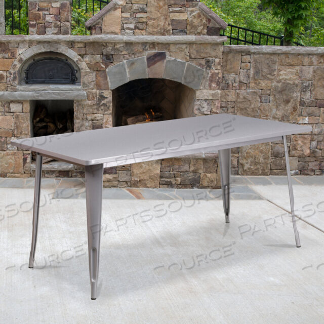 OEM#: ET-CT005-SIL-GGCHARIS COMMERCIAL GRADE 31.5 X 63 RECTANGULAR SILVER METAL INDOOR-OUTDOOR TABLE by Flash Furniture