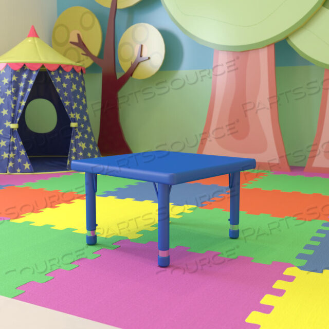 OEM#: YU-YCX-002-2-SQR-TBL-BLUE-GGWREN 24 SQUARE BLUE PLASTIC HEIGHT ADJUSTABLE ACTIVITY TABLE by Flash Furniture