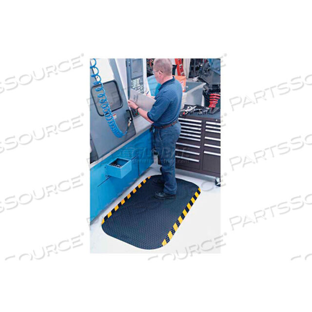 OEM#: 424246100HOG HEAVEN ANTI FATIGUE MAT 7/8 THICK 4 X 6 BLACK/YELLOW CHEVRON BORDER by Andersen Company