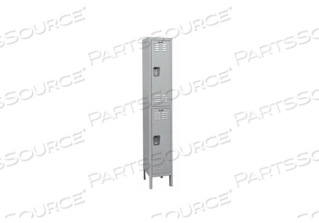 OEM#: UMS1588-2A-PL-AMASSEMBLED ANTIMICROBIAL LOCKER DOUBLE TIER 1 WIDE - 15X18X36 - LIGHT GRAY by Hallowell