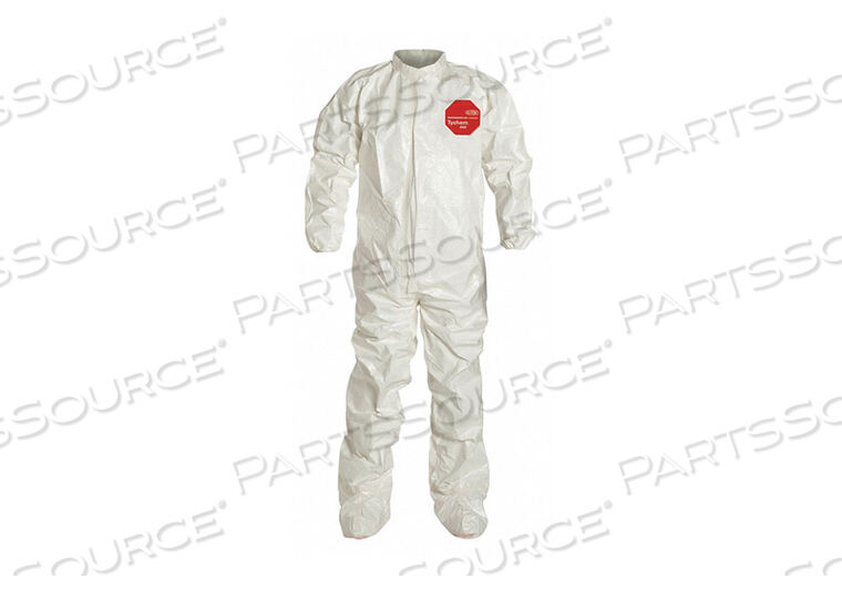 OEM#: SL121TWH2X000400COLLARED COVERALL W/SOCKS WHITE 2XL PK4 by DuPont