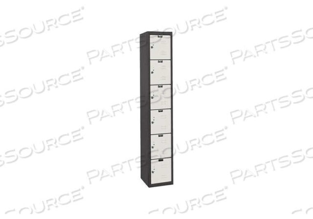 OEM#: U1282-6MPSIX TIER 6 DOOR BLACK TIE STEEL LOCKER, 12WX18DX12H, BLACK/LIGHT GRAY, UNASSEMBLED by Hallowell