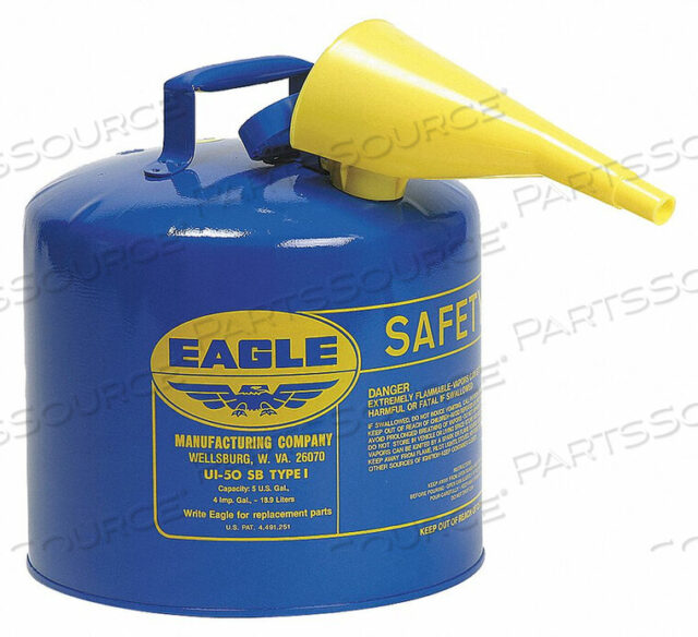 OEM#: UI50FSBUI-50-FSB EAGLE TYPE 1 SAFETY CAN,INCLUDES/FUNNEL,BLUE,5 GAL by Eagle
