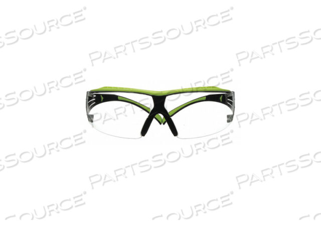 3M SECUREFIT 400 SERIES SAFETY GLASSES SF401XSGAF-GRN, HI-VIS GREEN/CLEAR, CLEAR SCOTCHGARD ANTI-FOG/ANTI-SCRATCH LENS