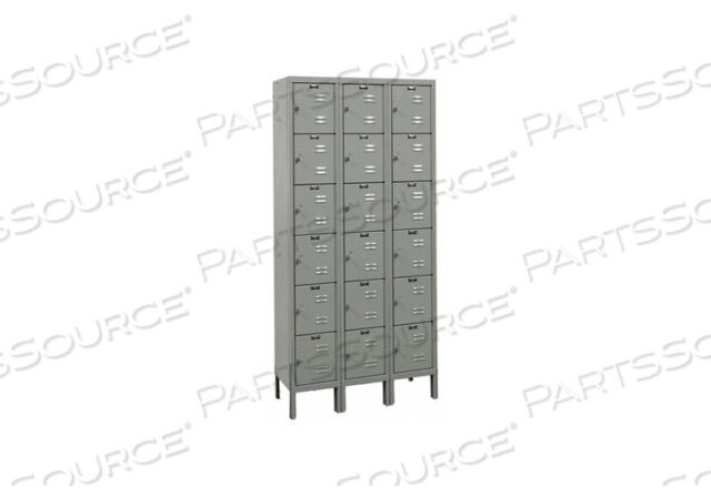 OEM#: U3228-6A-HGE1565 BOX LOCKER LOUVERED 3 WIDE 6 TIER GRAY by Hallowell