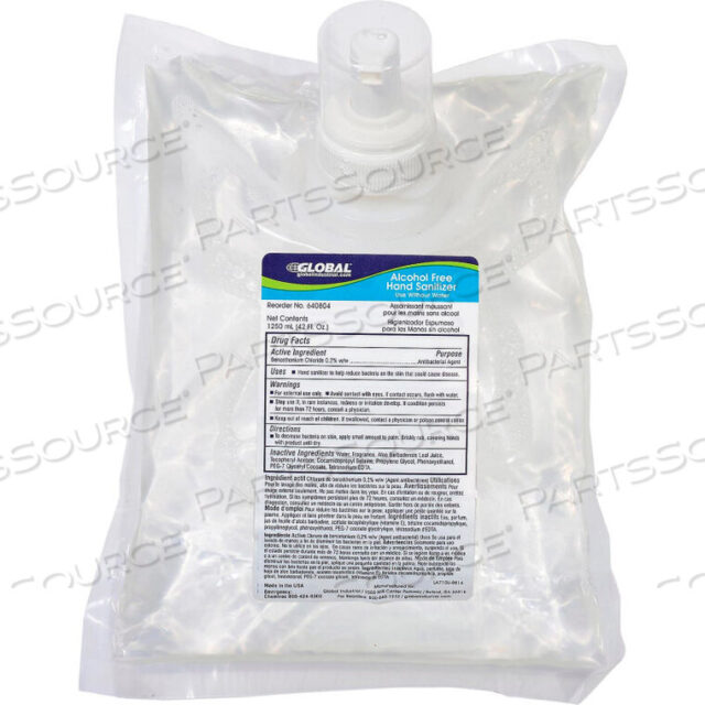 OEM#: 68250GLOINSTANT HAND SANITIZER ALCOHOL FREE 1200ML FOAM REFILL - 6 REFILLS/CASE by Kutol Products