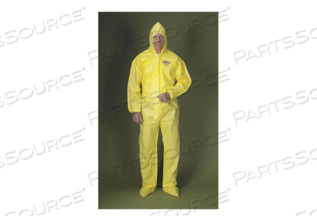 OEM#: PBLC55414-4XHOODED COVERALL W/BOOTS YELLOW 4XL by Lakeland