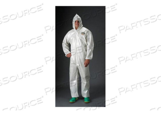 OEM#: PBLC44428-MDHOODED COVERALL ELASTIC WHITE M by Lakeland