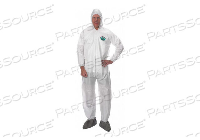 OEM#: CTL414V-2XHOODED COVERALL W/BOOTS WHITE 2XL PK50 by Lakeland