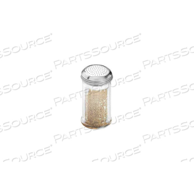 DREDGE, 12 OZ., SAN PLASTIC, STAINLESS STEEL TOP