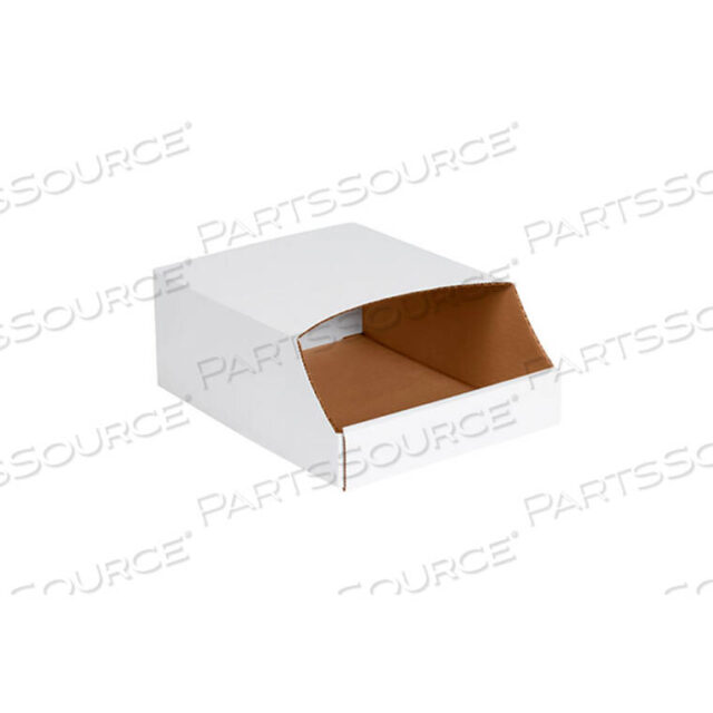 OEM#: BSBINB912SINGLE WALL STACKABLE CORRUGATED BIN BOX, 9W X 12D X 4-1/2H, OYSTER WHITE by The Packaging Wholesalers