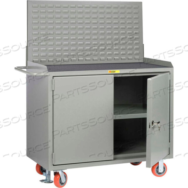 OEM#: MM3-2D-2448FLLP48W X 24D MOBILE SERVICE BENCH, CENTER SHELF, NON-SLIP VINYL TOP by Little Giant