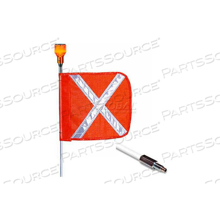 OEM#: FS5XL-O5 HEAVY DUTY STANDARD THREADED HEX BASE WARNING WHIP W/ LIGHTING CAPABILITY, 12X11 ORANGE X FLAG by Checkers