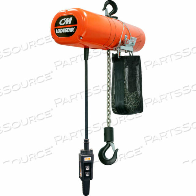 OEM#: 9540NHLODESTAR 3 TON, ELECTRIC CHAIN HOIST W/ CHAIN CONTAINER, 10 LIFT, 1.8 TO 11 FPM, 460V by Columbus McKinnon