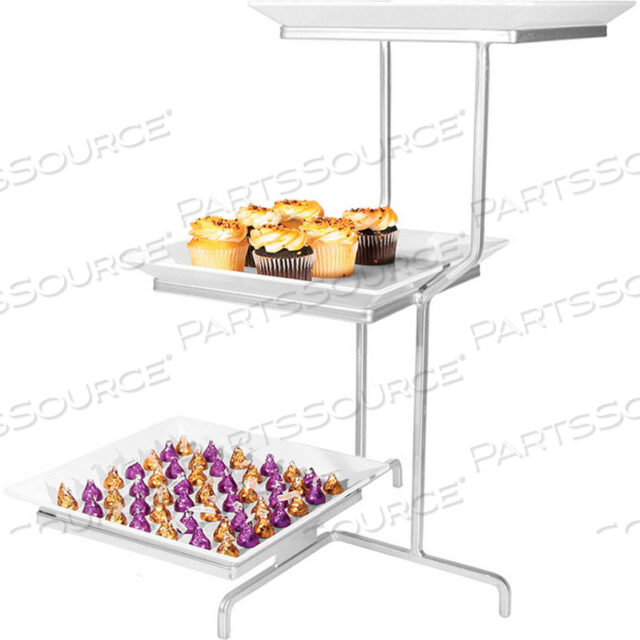 OFFSET 3 TIER SQUARE STAND 16W X 22D X 26H BLACK