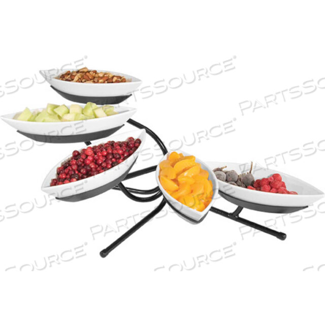 ANGLED 5 SMALL CANOE TIER STAND 29W X 13D X 16H BLACK