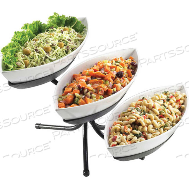 3 TIER MELAMINE CANOE BOWL DISPLAY 16-1/2W X 18-1/2D X 10-1/2H BLACK