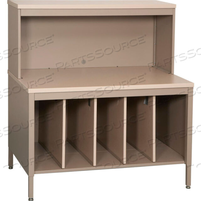 MAIL MASTER STATION 2, REGAL CHERRY LAMINATE TOP MEDIUM GRAY FINISH
