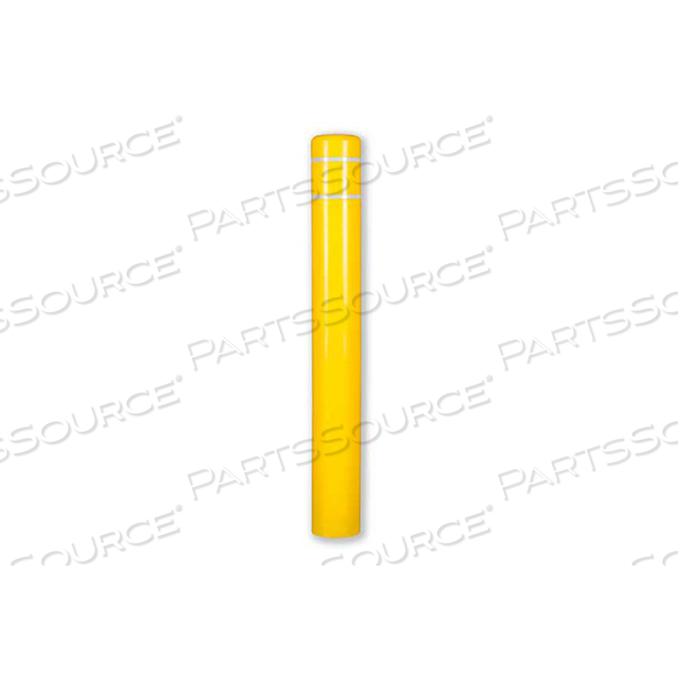 BOLLARD COVER, 8 7/8 DIA. X 52H, YELLOW W/ WHITE TAPE